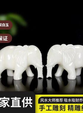 天然玉石大象风水象吸水吸财象摆件招财玄关客厅装饰镇宅象