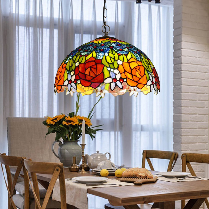 欧式复古餐厅卧室琉璃吊灯