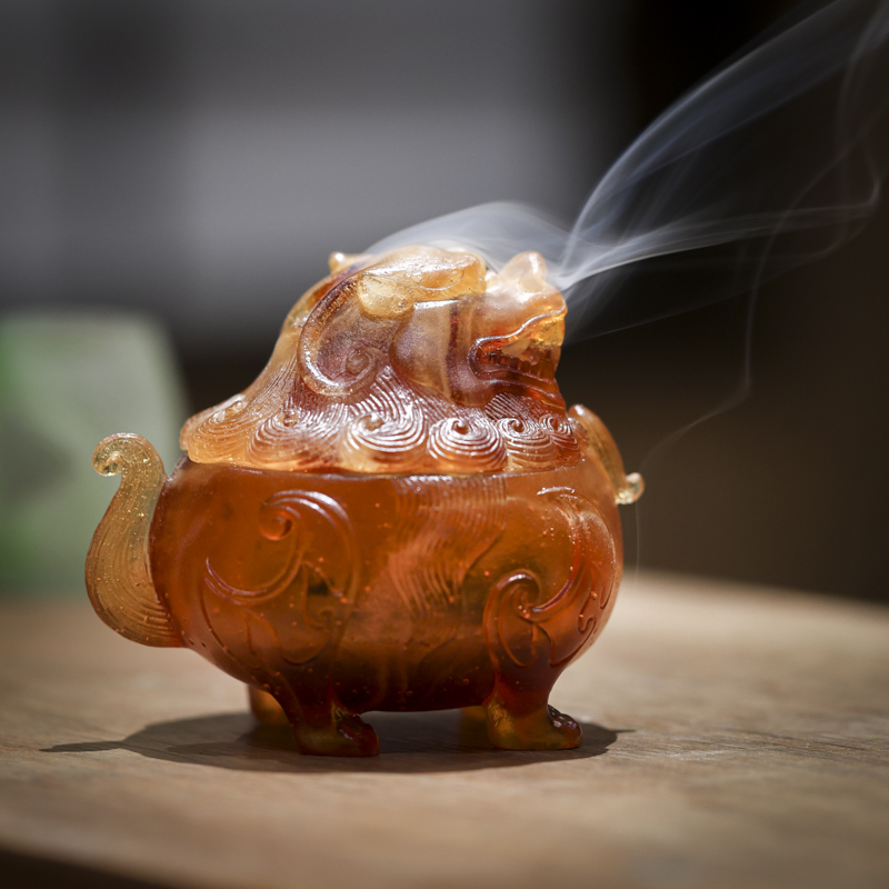 心缘堂琉璃香炉古法摆件茶宠茶玩