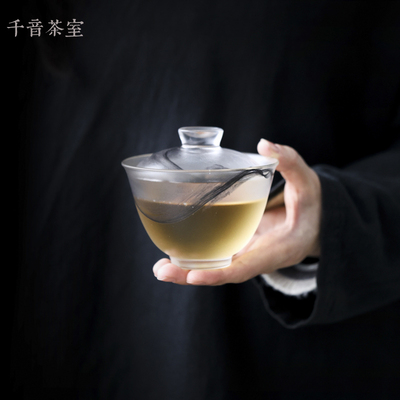 心缘堂手工琉璃水墨盖碗茶杯