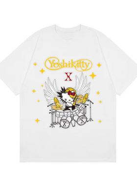 【AGD】LeftOVEr YOSHIKI HELLOKITTY X JAPAN 小众二次元短袖T恤