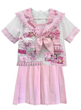 【AGD】RedDevil亚文化可爱少女decora系蕾丝蝴蝶结水手服外套JK