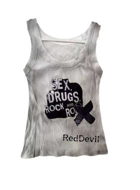 【AGD】RedDevil美式复古朋克remake做旧喷漆视觉系背心上衣背心