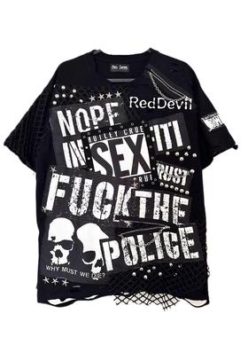 【AGD】RedDevil亚文化remake朋克字母标语重工短袖T恤视觉系亚比