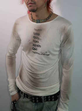 【AGD】HAZAMA x Pillbox 限定联名标语打底长袖做旧男女同款上衣