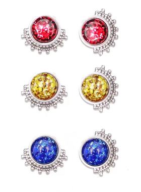 【AGD】COPLETE99% 彩箔镶嵌彩珠半日食太阳复古小众设计耳钉耳饰