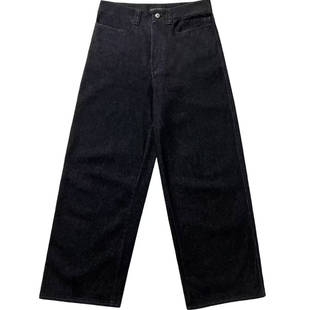 原色13OZ宽松阔腿直筒脱浆丹宁黑牛仔长裤 ETHEREAL AGD