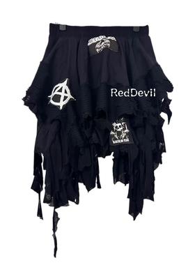 【AGD】RedDevil暗黑朋克不规则半裙视觉系remake糜烂破洞短裙