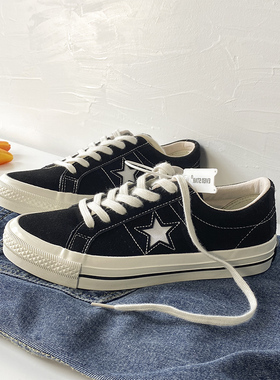 冬季男鞋one star星星鞋翻毛皮低帮韩版帆布鞋女鞋复古滑板鞋子潮