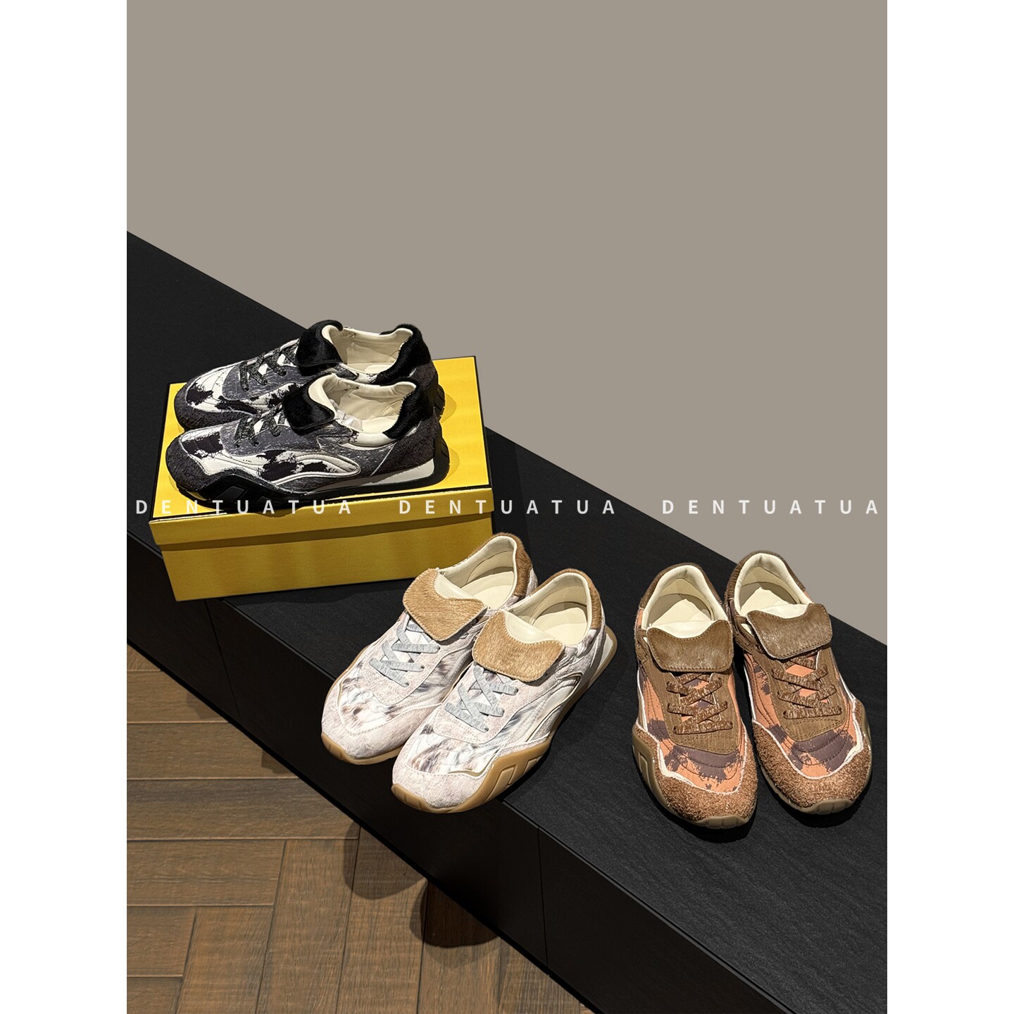 DENTUATUA 时空穿梭者的足间密码！25FW拼接翻盖系带休闲德训鞋女