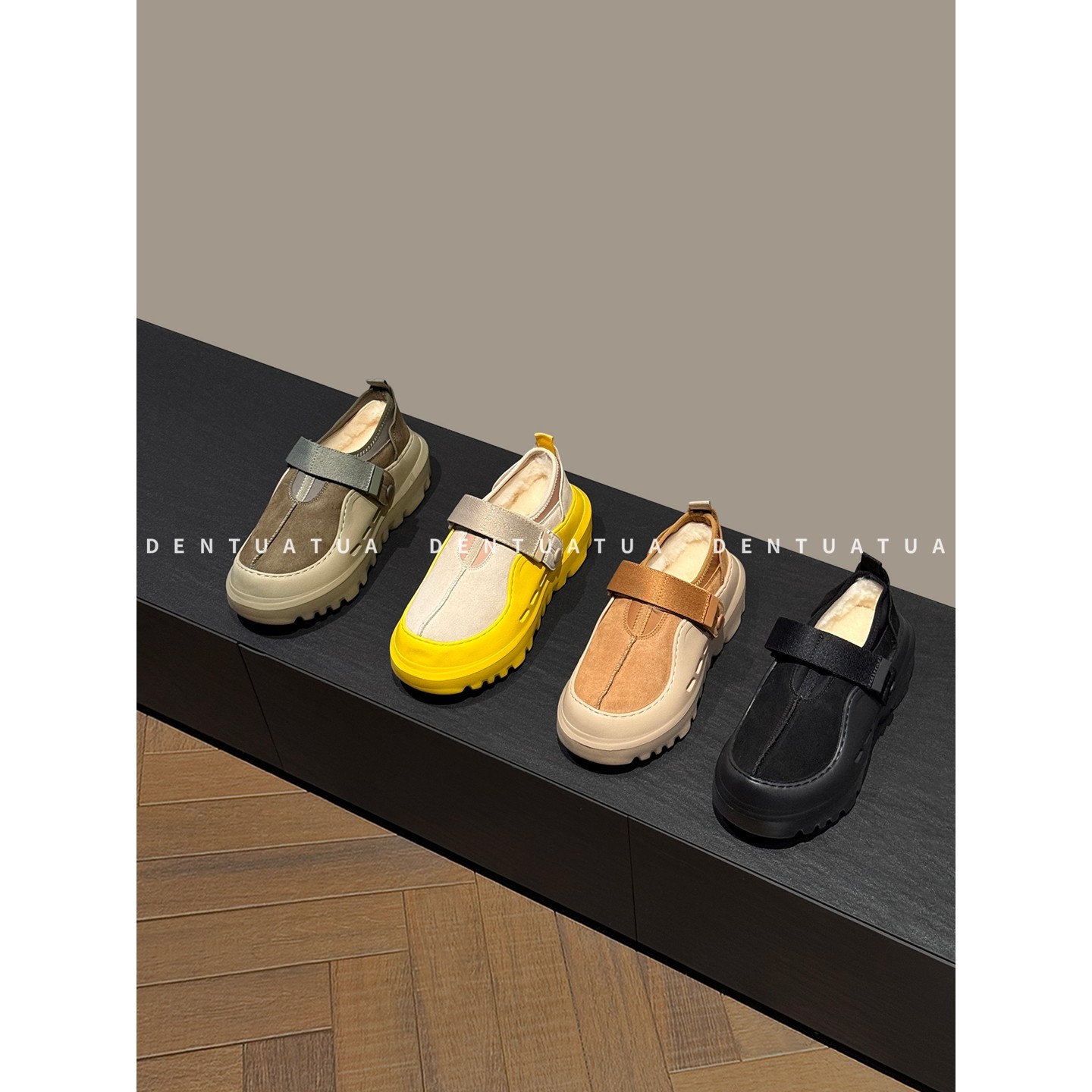 DENTUATUA 复古色彩协奏！25FW 皮毛一体厚底魔术贴休闲雪地靴 女,女鞋,时尚休闲鞋,淘宝优惠券,粉丝福利购,淘宝优惠卷