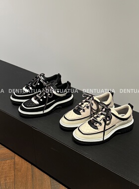 DENTUATUA 贵富及别~显贵不累脚!新款秋冬真皮系带拼色运动休闲鞋