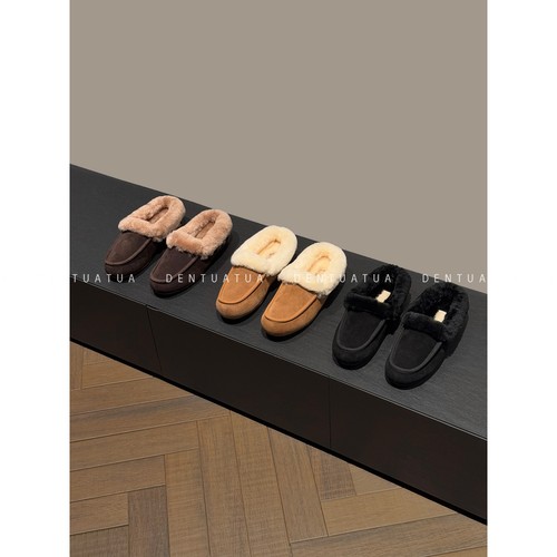 DENTUATUA “释放冬日温柔”25FW 羊羔毛一脚蹬豆豆鞋毛毛拖鞋 女