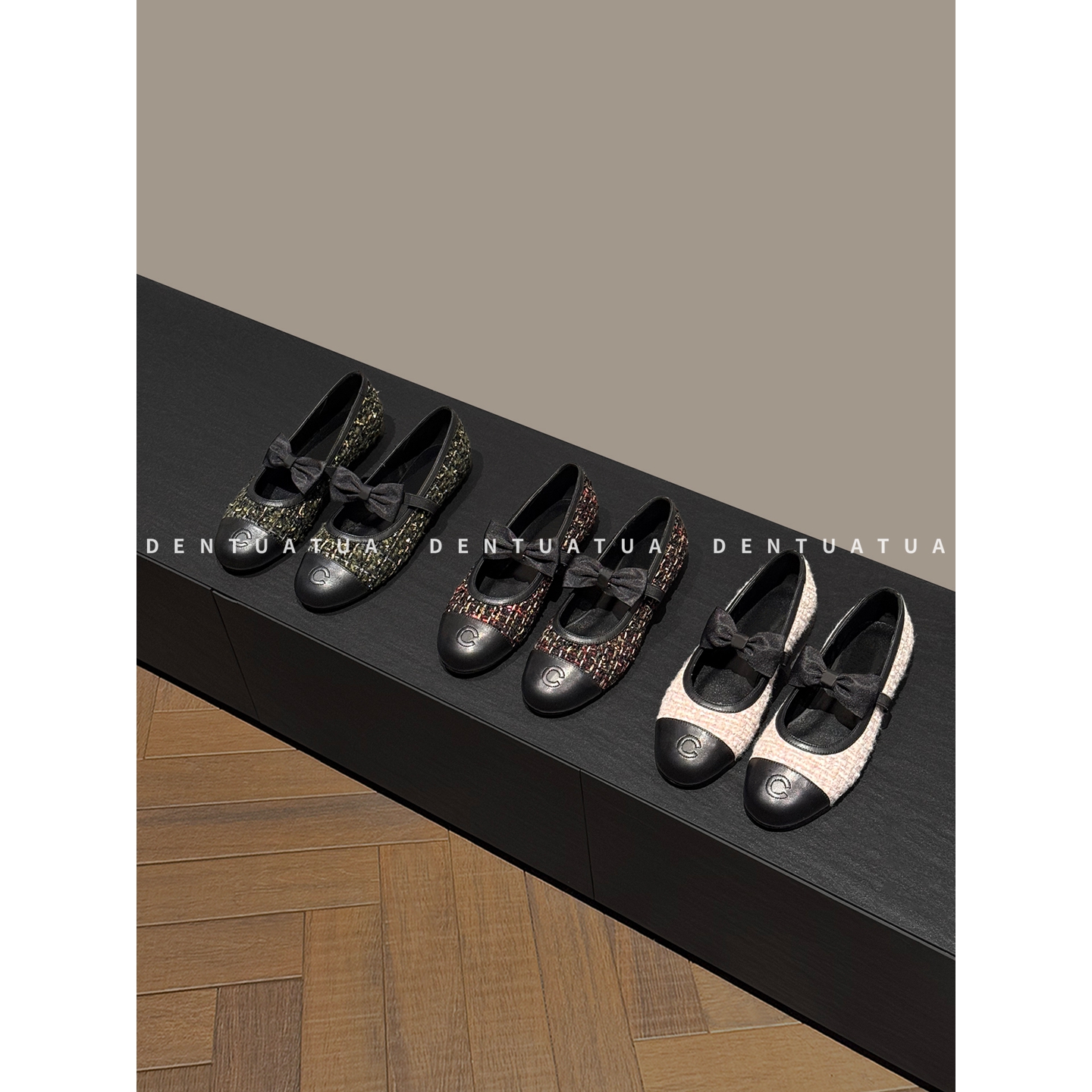 DENTUATUA 都市淑女的编织诗篇！25FW圆头蝴蝶结芭蕾舞浅口单鞋女