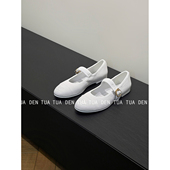 小香灯芯绒白色玛丽珍鞋 DENTUA 戳中少女心 24s 浅口单鞋 女