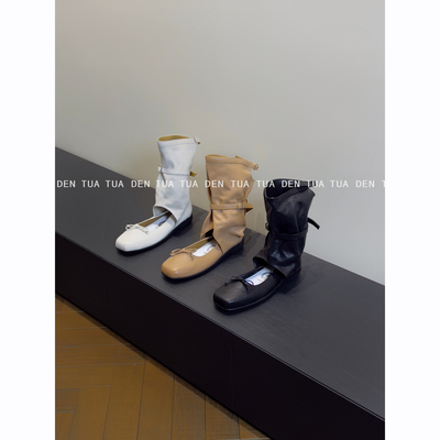 DENTUATUA 时髦精匕备！秀款~ 24s新款套筒芭蕾舞靴子女 平底裤靴