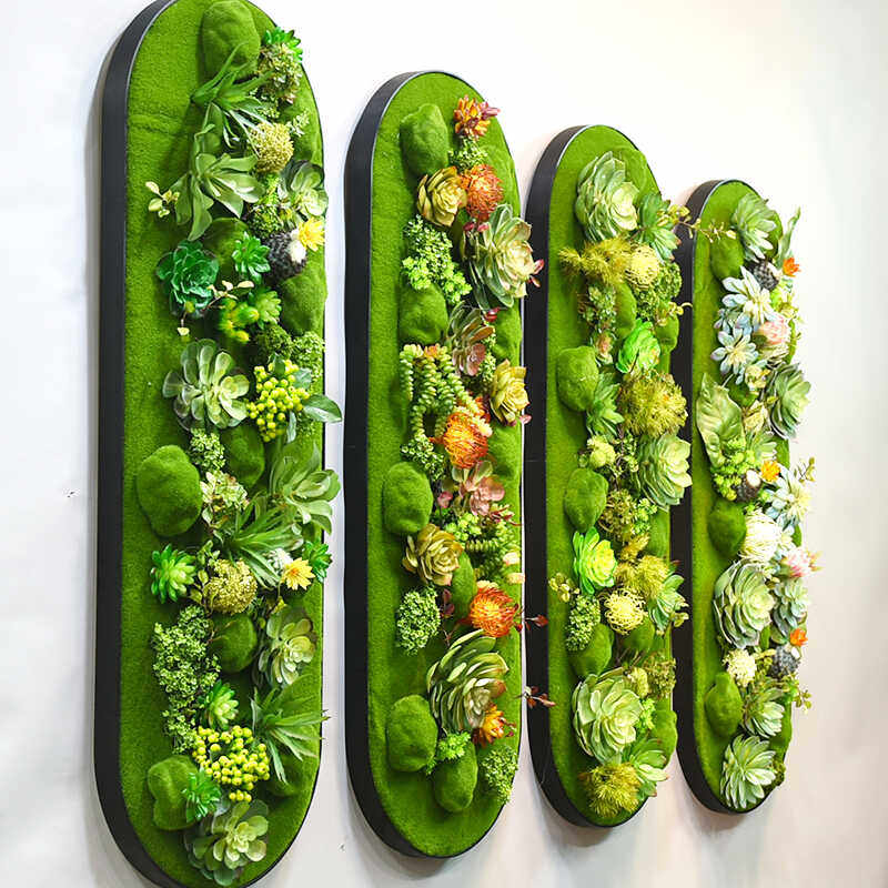 仿真多肉墙饰壁挂墙面挂件绿植新中式酒吧墙壁装饰墙上挂饰植物