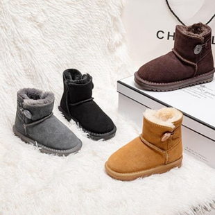 微瑕疵真牛皮雪地靴儿童保暖棉鞋工厂清仓促销库存冬靴子学生鞋子