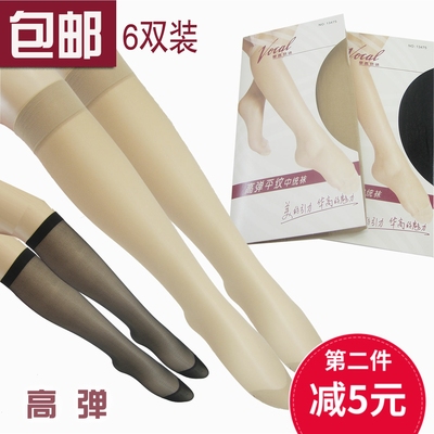 华高高弹中筒袜透肉无跟锦纶哑光