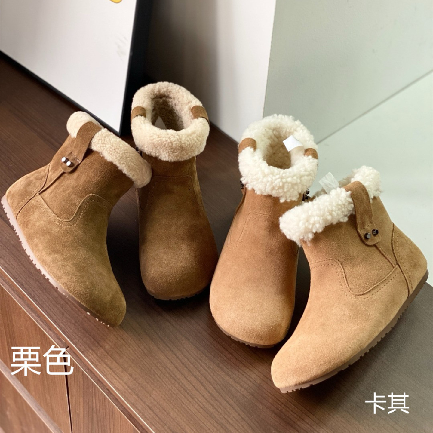 外贸原单真皮加绒保暖雪地靴