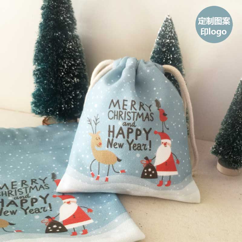圣诞礼袋装饰纯棉小鹿包装