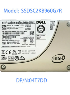 Intel 戴尔S4500 960G 2.5 SATA 固态硬盘SSDSC2KB960G7R 04T7DD