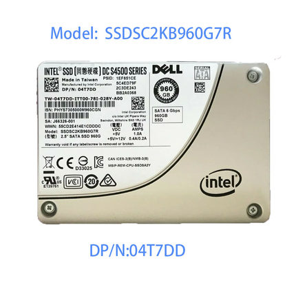 Intel 戴尔S4500 960G 2.5 SATA 固态硬盘SSDSC2KB960G7R 04T7DD