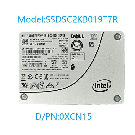Intel 戴尔S4500 1.92T 2.5 SATA 固态硬盘SSDSC2KB019T7R 0XCN15
