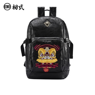 初弎大行其道 国潮刺绣学生书包男女休闲双肩背包潮流电脑包