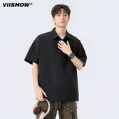 翻领半袖 VIISHOW短袖 t恤男宽纯色上衣服T 2025夏季 新款 男士 polo衫