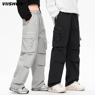 VIISHOW复古工装休闲裤男款秋季美式高街直筒长裤宽松阔腿伞兵裤