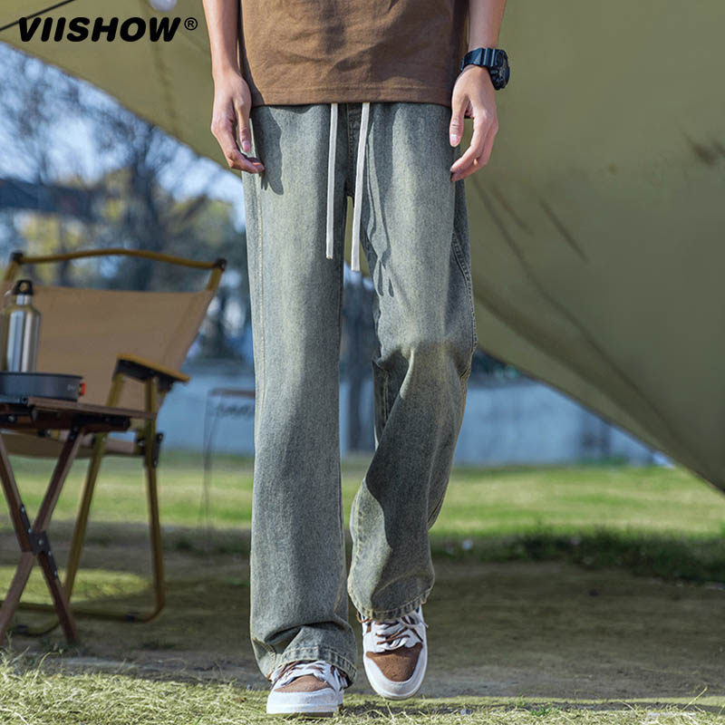 VIISHOW微喇牛仔裤男夏季新款男vibe宽松男款喇叭裤美式高街裤子图片