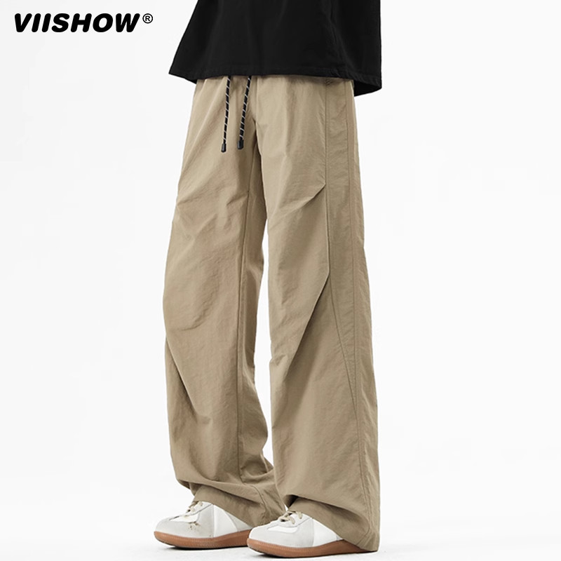 VIISHOW休闲裤男款2025新款日系潮牌宽松阔腿百搭个性直筒