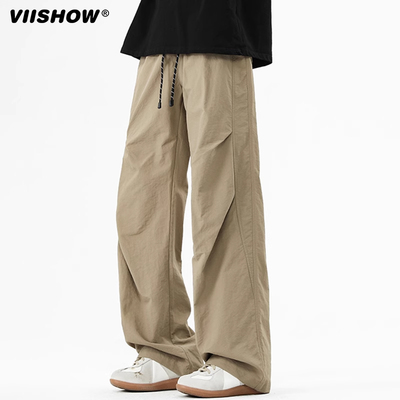 VIISHOW休闲裤男款2025新款日系潮牌宽松阔腿百搭个性直筒工装裤