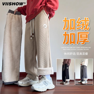 保暖灯芯绒长裤 VISHOW羊羔绒棉裤 加绒加厚直筒休闲裤 冬季 子 男士