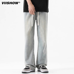 VISHOW微喇牛仔裤男夏季新款男vibe宽松男款喇叭裤美式高街裤子