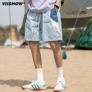 户外徒步登山运动五分裤 男美式 轻薄速干拼色休闲短裤 VIISHOW夏季