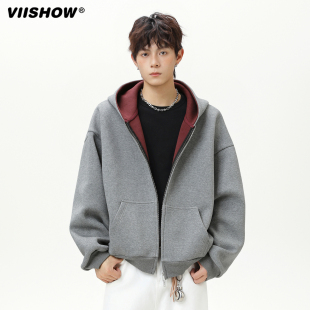 VIISHOW美式潮牌连帽卫衣男2025秋季新款宽松青少年休闲开衫外套