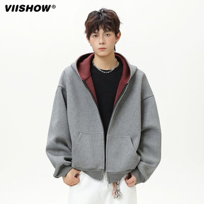 VIISHOW美式潮牌连帽卫衣男2025秋季新款宽松青少年休闲开衫外套
