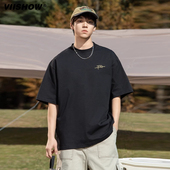 VIISHOW字母印花短袖 上衣T恤情侣 百搭潮流半袖 纯棉2025年夏季 美式