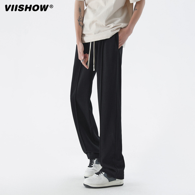 VIISHOW垂感裤子男日系黑色痞帅西裤宽松直筒阔腿拖地百搭休闲裤