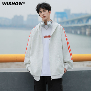 VIISHOW春新款开衫卫衣男美式潮牌青年夹克外套男青少年运动服