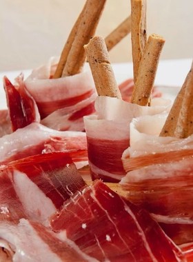 西班牙火腿绿标现劈Jamon Iberico伊比利亚黑猪后腿风干肉净重80g