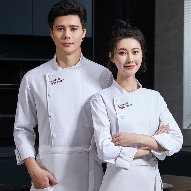 高档酒店厨师服长袖纯棉餐厅火锅饭店烘焙蛋糕四面弹力厨师工作服