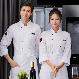 酒店厨师服长袖男中式餐饮饭店酒楼烘焙学校食堂厨房工作服短袖女
