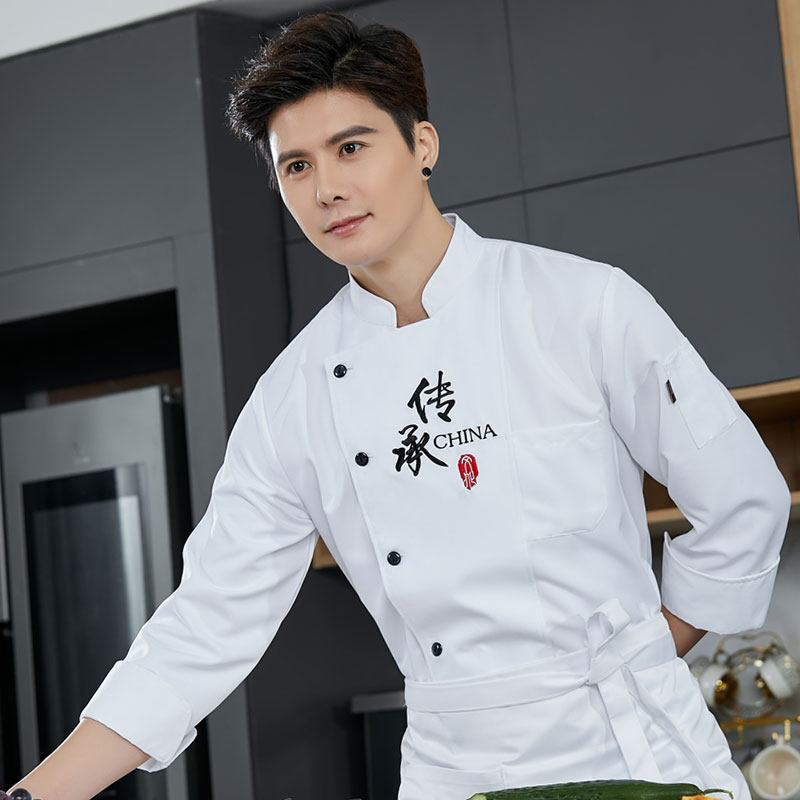 酒店厨师服长袖男餐饮饭店烘焙学校食堂后厨房厨师工作服短袖透气