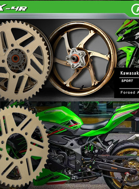 适用川崎ZX-4R摩托车牙盘改装MFS/OZ轮毂大链轮RK520GXW彩色链条