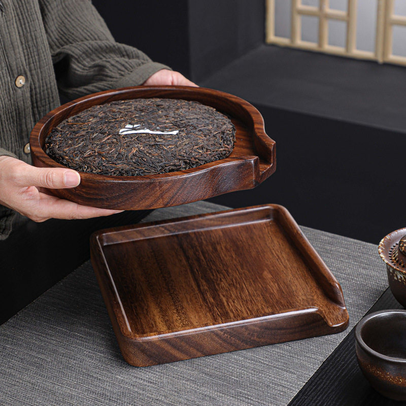胡桃木分茶盘实木普洱茶茶饼盘茶道配件家用简约撬茶赏茶茶点托盘