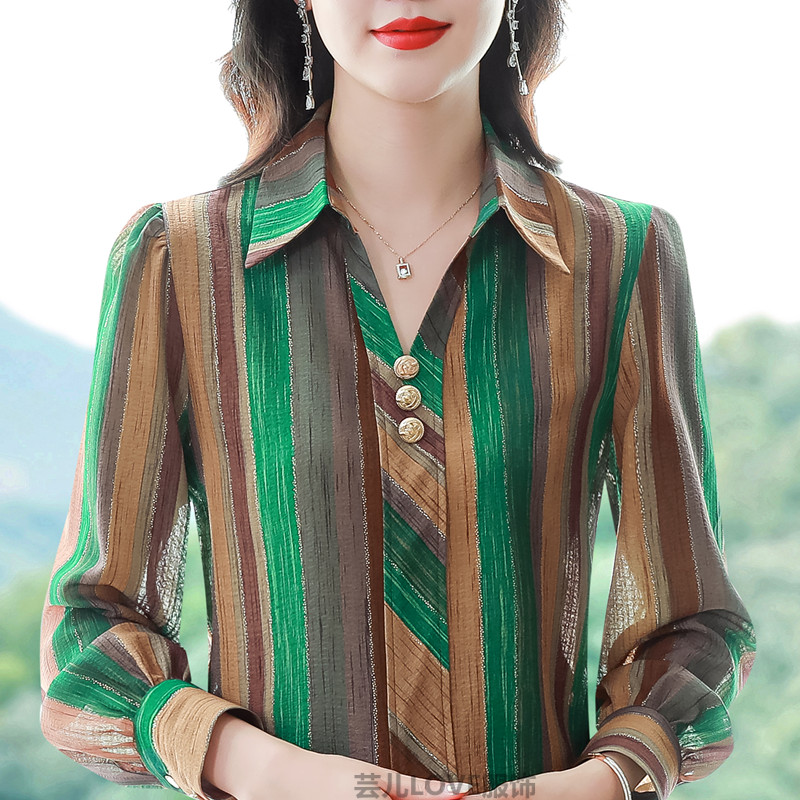 高档真丝衬衫女宽松桑蚕丝上衣