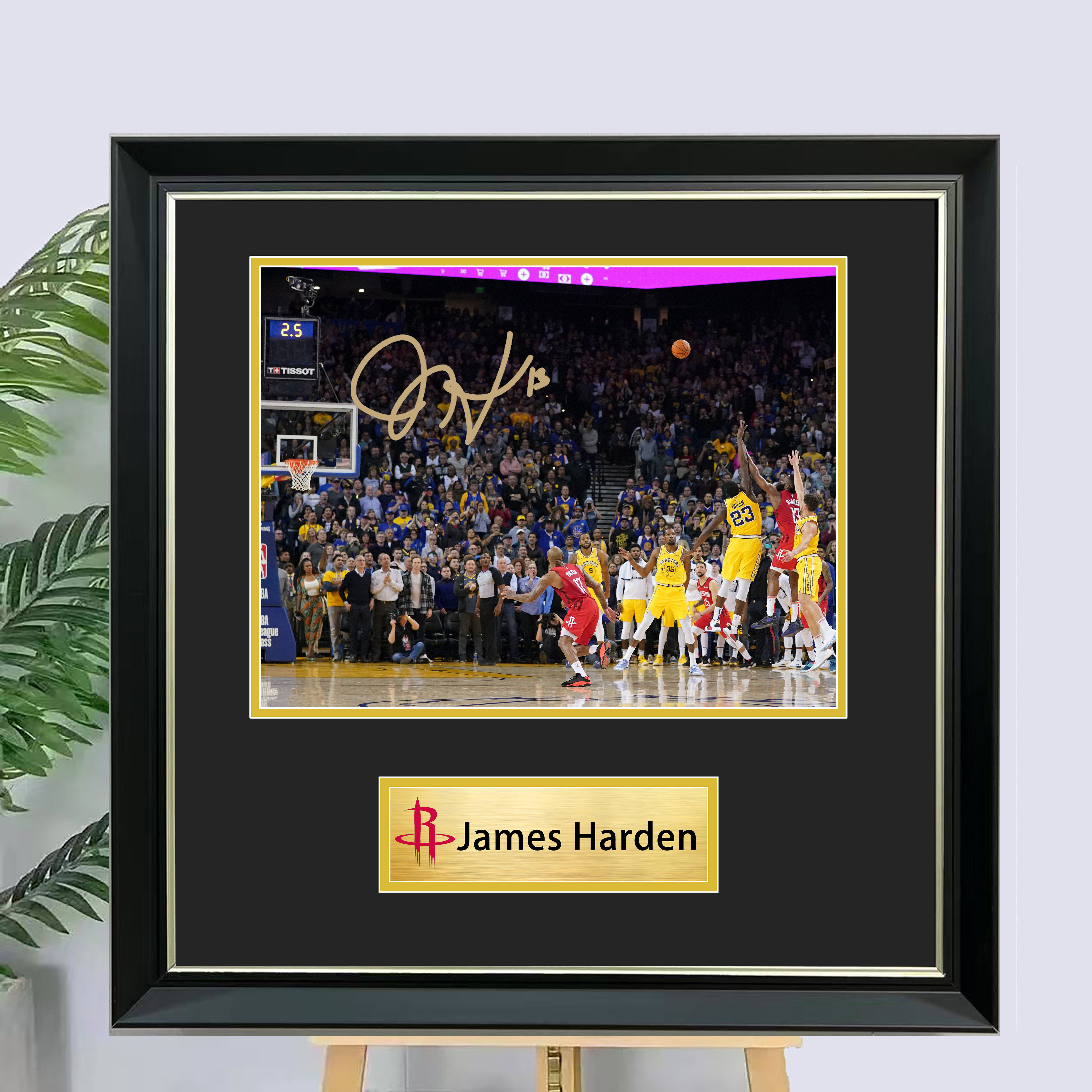 定制NBA火箭队哈登签名照片装裱相框裱框球衣装饰画海报裱框收藏